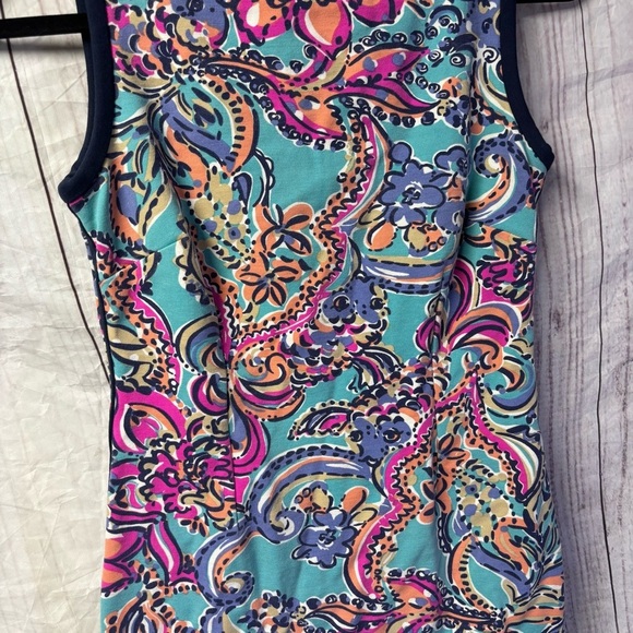 Lilly Pulitzer Francesca Aqua Bait Sleeveless preppy Paisley Print Dress XS - Picture 7 of 8